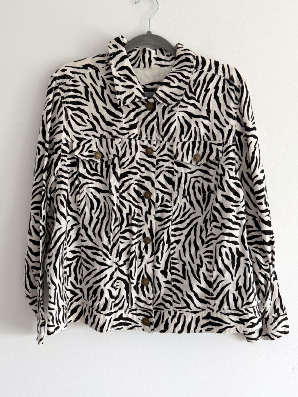 Carole Little Zebra Print Linen Jacket